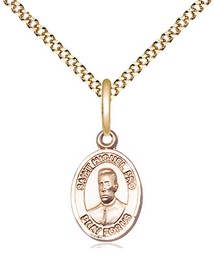 [9389GF/18G] 14kt Gold Filled Blessed Miguel Pro Pendant on a 18 inch Gold Plate Light Curb chain