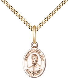 [9389GF/18G] 14kt Gold Filled Blessed Miguel Pro Pendant on a 18 inch Gold Plate Light Curb chain