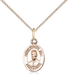 [9389GF/18GF] 14kt Gold Filled Blessed Miguel Pro Pendant on a 18 inch Gold Filled Light Curb chain