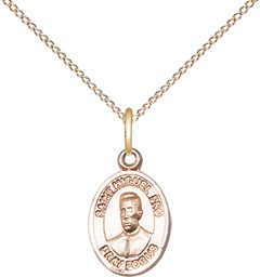 [9389GF/18GF] 14kt Gold Filled Blessed Miguel Pro Pendant on a 18 inch Gold Filled Light Curb chain