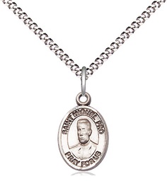 [9389SS/18S] Sterling Silver Blessed Miguel Pro Pendant on a 18 inch Light Rhodium Light Curb chain