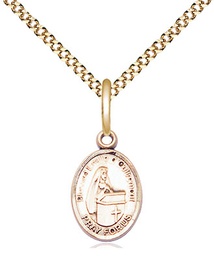 [9390GF/18G] 14kt Gold Filled Blessed Emilee Doultremont Pendant on a 18 inch Gold Plate Light Curb chain