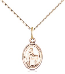 [9390GF/18GF] 14kt Gold Filled Blessed Emilee Doultremont Pendant on a 18 inch Gold Filled Light Curb chain