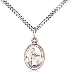 [9390SS/18S] Sterling Silver Blessed Emilee Doultremont Pendant on a 18 inch Light Rhodium Light Curb chain