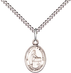 [9390SS/18S] Sterling Silver Blessed Emilee Doultremont Pendant on a 18 inch Light Rhodium Light Curb chain