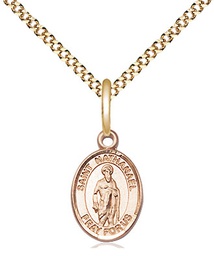 [9398GF/18G] 14kt Gold Filled Saint Nathanael Pendant on a 18 inch Gold Plate Light Curb chain