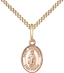 [9398GF/18G] 14kt Gold Filled Saint Nathanael Pendant on a 18 inch Gold Plate Light Curb chain