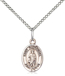 [9398SS/18SS] Sterling Silver Saint Nathanael Pendant on a 18 inch Sterling Silver Light Curb chain