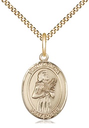 [8003GF/18G] 14kt Gold Filled Saint Agatha Pendant on a 18 inch Gold Plate Light Curb chain
