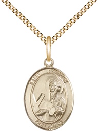 [8000GF/18G] 14kt Gold Filled Saint Andrew the Apostle Pendant on a 18 inch Gold Plate Light Curb chain