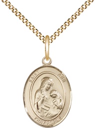 [8002GF/18G] 14kt Gold Filled Saint Ann Pendant on a 18 inch Gold Plate Light Curb chain