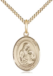 [8002GF/18G] 14kt Gold Filled Saint Ann Pendant on a 18 inch Gold Plate Light Curb chain