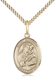 [8004GF/18G] 14kt Gold Filled Saint Anthony of Padua Pendant on a 18 inch Gold Plate Light Curb chain