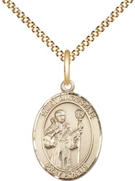 [8007GF/18G] 14kt Gold Filled Saint Augustine Pendant on a 18 inch Gold Plate Light Curb chain