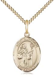 [8007GF/18G] 14kt Gold Filled Saint Augustine Pendant on a 18 inch Gold Plate Light Curb chain