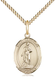 [8006GF/18G] 14kt Gold Filled Saint Barbara Pendant on a 18 inch Gold Plate Light Curb chain