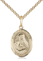 [8011GF/18G] 14kt Gold Filled Saint Frances Cabrini Pendant on a 18 inch Gold Plate Light Curb chain