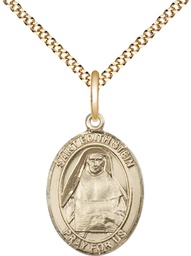 [8103GF/18G] 14kt Gold Filled Saint Edith Stein Pendant on a 18 inch Gold Plate Light Curb chain