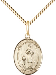 [8038GF/18G] 14kt Gold Filled Saint Genesius of Rome Pendant on a 18 inch Gold Plate Light Curb chain