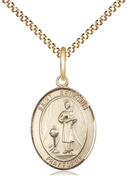 [8038GF/18G] 14kt Gold Filled Saint Genesius of Rome Pendant on a 18 inch Gold Plate Light Curb chain
