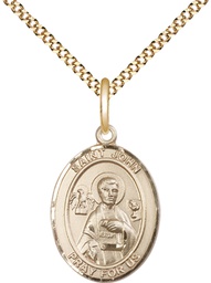 [8056GF/18G] 14kt Gold Filled Saint John the Apostle Pendant on a 18 inch Gold Plate Light Curb chain