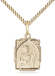 [0804JGF/18G] 14kt Gold Filled Saint Jude Pendant on a 18 inch Gold Plate Light Curb chain