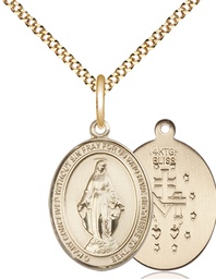 [8078GF/18G] 14kt Gold Filled Miraculous Pendant on a 18 inch Gold Plate Light Curb chain