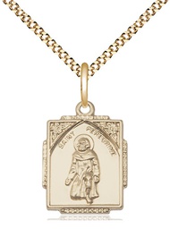 [0804PGF/18G] 14kt Gold Filled Saint Peregrine Pendant on a 18 inch Gold Plate Light Curb chain