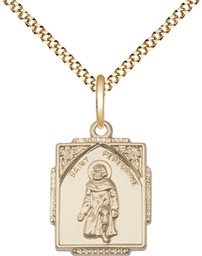 [0804PGF/18G] 14kt Gold Filled Saint Peregrine Pendant on a 18 inch Gold Plate Light Curb chain