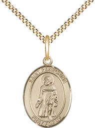 [8088GF/18G] 14kt Gold Filled Saint Peregrine Laziosi Pendant on a 18 inch Gold Plate Light Curb chain