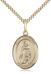[8088GF/18G] 14kt Gold Filled Saint Peregrine Laziosi Pendant on a 18 inch Gold Plate Light Curb chain