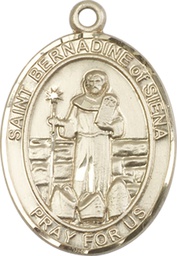 [7387KT] 14kt Gold Saint Bernadine of Sienna Medal