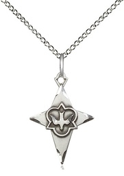 [5928SS/18SS] Sterling Silver Cross Pendant on a 18 inch Sterling Silver Light Curb chain