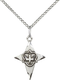 [5928SS/18SS] Sterling Silver Cross Pendant on a 18 inch Sterling Silver Light Curb chain