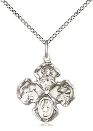 [5942SS/18SS] Sterling Silver 4-Way Pendant on a 18 inch Sterling Silver Light Curb chain