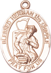 [7403KT] 14kt Gold Blessed Herman the Cripple Medal