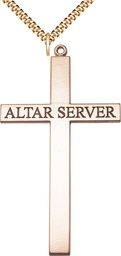 [5952GF/24G] 14kt Gold Filled Alter Server Cross Pendant on a 24 inch Gold Plate Heavy Curb chain