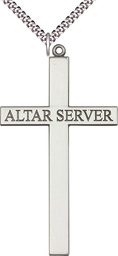 [5952SS/24S] Sterling Silver Alter Server Cross Pendant on a 24 inch Light Rhodium Heavy Curb chain