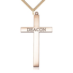 [5953GF/24G] 14kt Gold Filled Deacon Cross Pendant on a 24 inch Gold Plate Heavy Curb chain