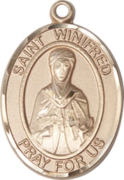 [7419KT] 14kt Gold Saint Winifred of Wales Medal