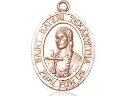 [7438KT] 14kt Gold Saint Kateri Tekakwitha Medal