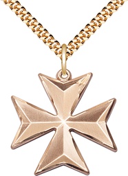 [5994GF-CV/24G] 14kt Gold Filled Maltese Cross Pendant on a 24 inch Gold Plate Heavy Curb chain
