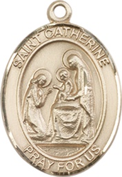 [8014KT] 14kt Gold Saint Catherine of Siena Medal