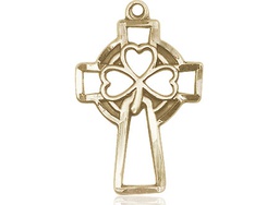 [5999KT] 14kt Gold Shamrock Cross Medal