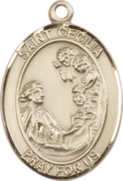 [8016KT] 14kt Gold Saint Cecilia Medal