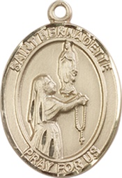 [8017KT] 14kt Gold Saint Bernadette Medal