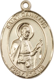 [8019KT] 14kt Gold Saint Camillus of Lellis Medal