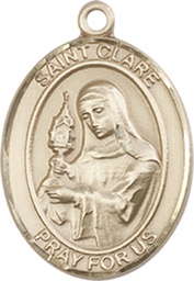 [8028KT] 14kt Gold Saint Clare of Assisi Medal