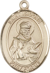 [8049KT] 14kt Gold Saint Isidore of Seville Medal