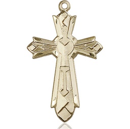 [6031KT] 14kt Gold Mosaic Cross Medal